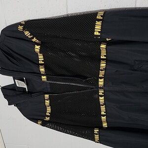 PINK Mesh Black and Gold Windbreaker Size xs